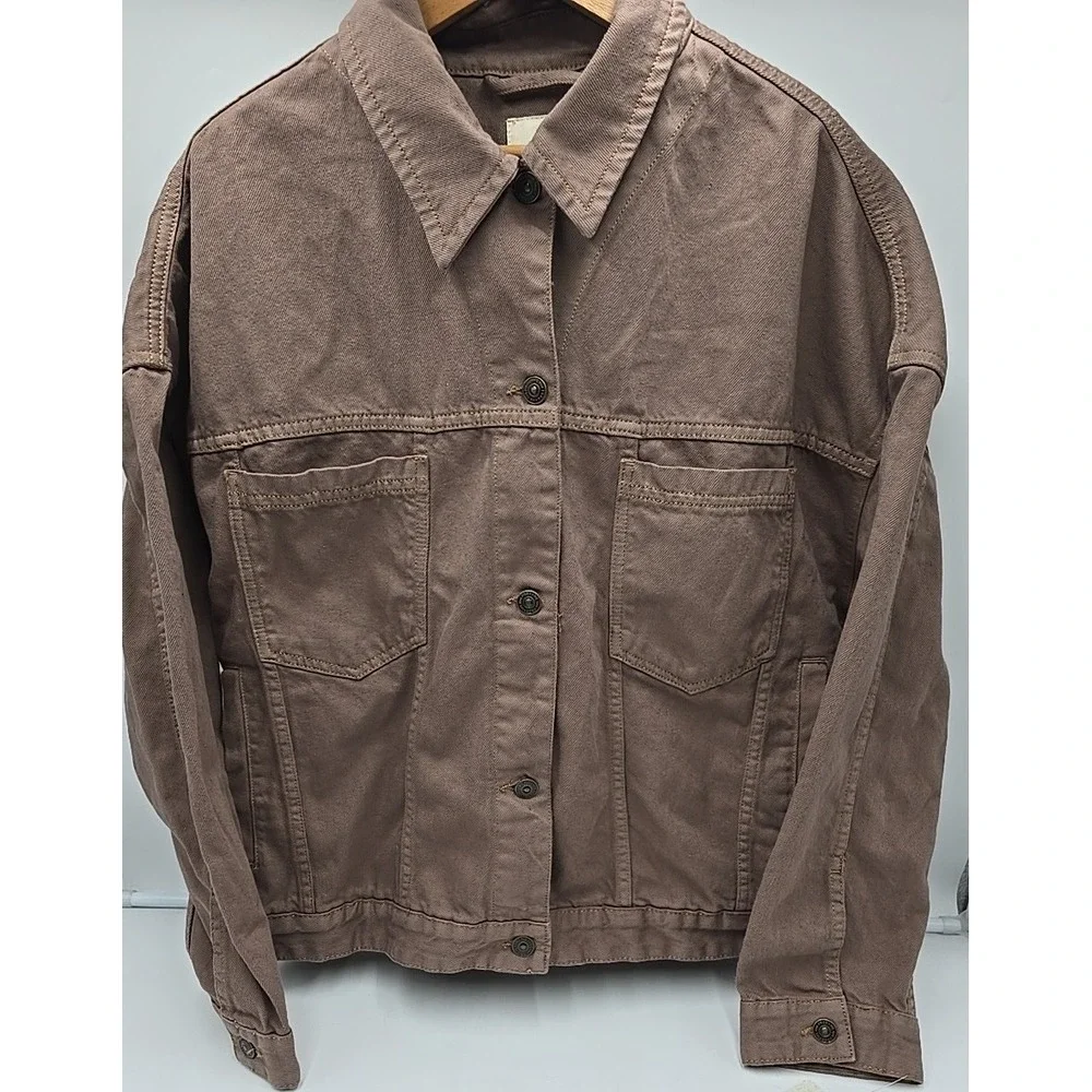 NWT We‎ The Free Opal Swing Denim Jacket Dusted Cocoa Medium Cottagecore Luxury - Picture 3 of 9